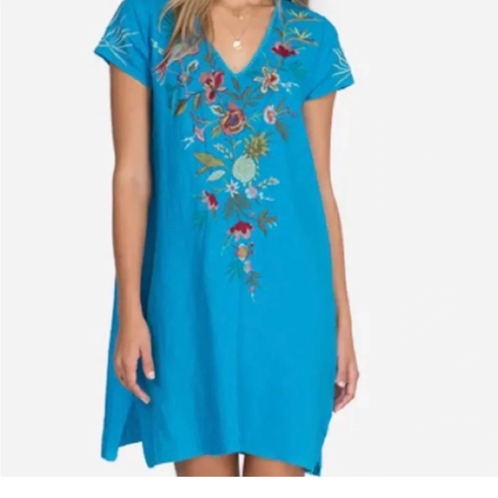 Johnny Was Vibrant Blue Embroidered Blouse - Picture 8 of 16